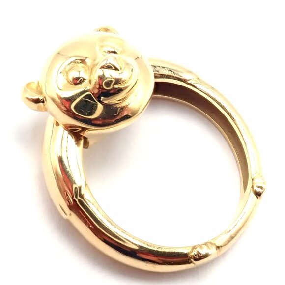Authentic! Van Cleef & Arpels 18k Yellow Gold Teddy Bear Band Ring Pendant - Picture 9 of 11